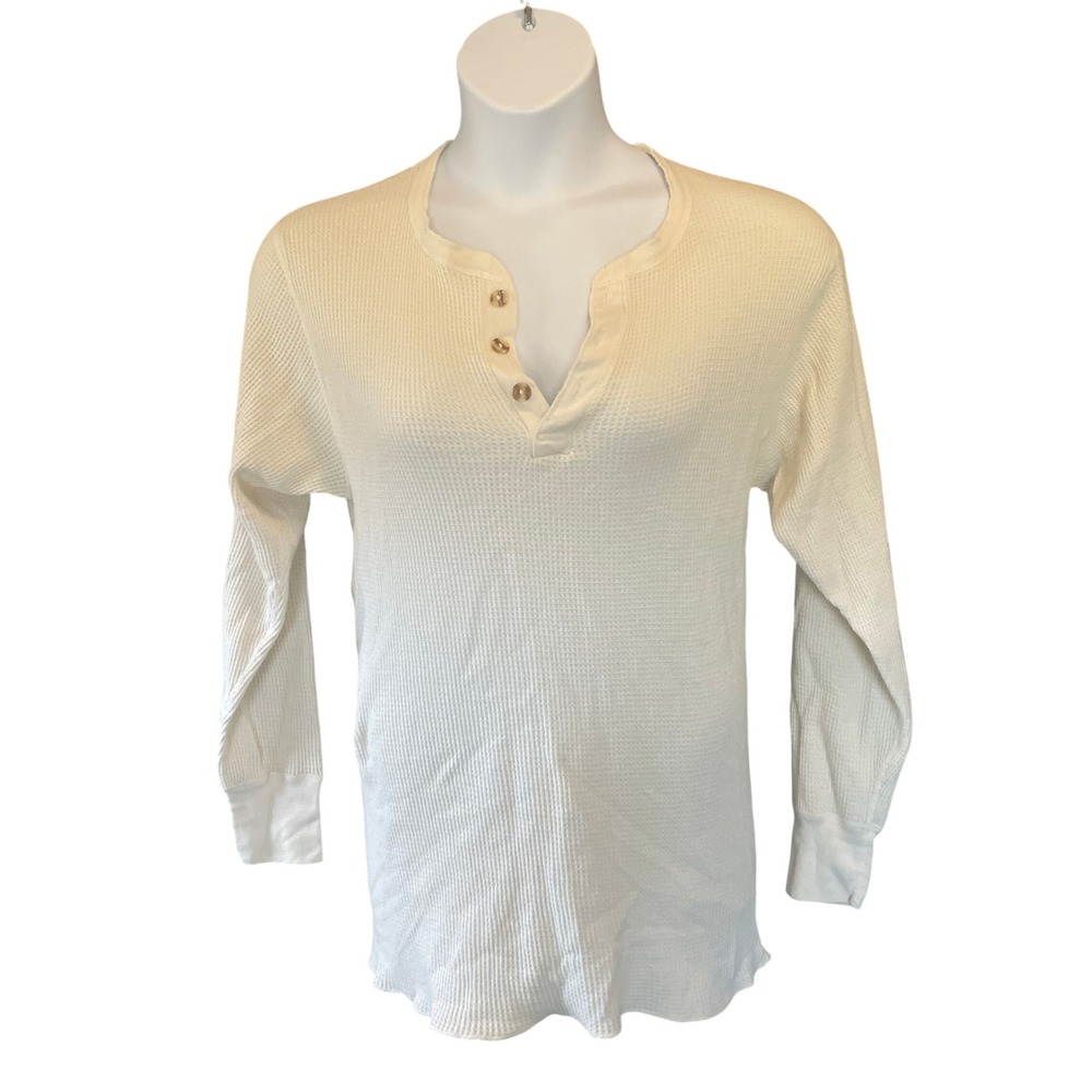 Greatland Apparel Womens Gorpcore Waffle Knit Henley Thermal Top Large Layering